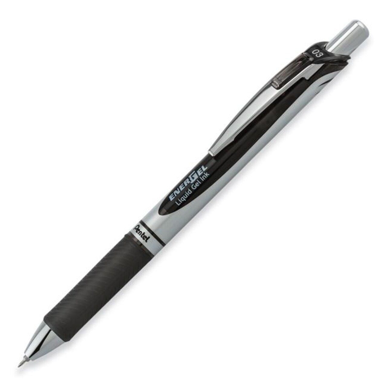 Pentel 0.3 mm Energel RTX Retractable Gel Pen, Black & Silver - Dozen